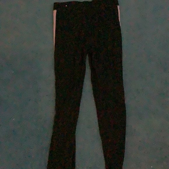 PINK Victoria Secret black and purple stripe leggings - Picture 2 of 2
